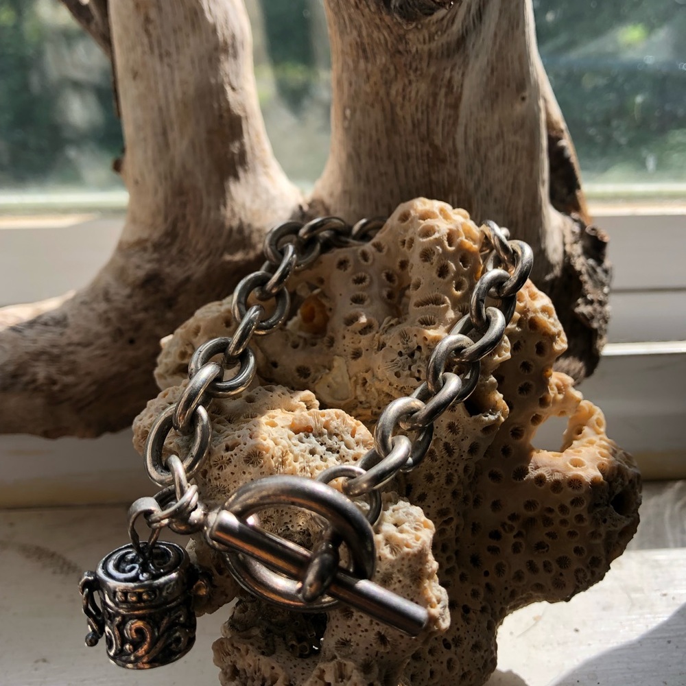 Sterling silver prayer box bracelet